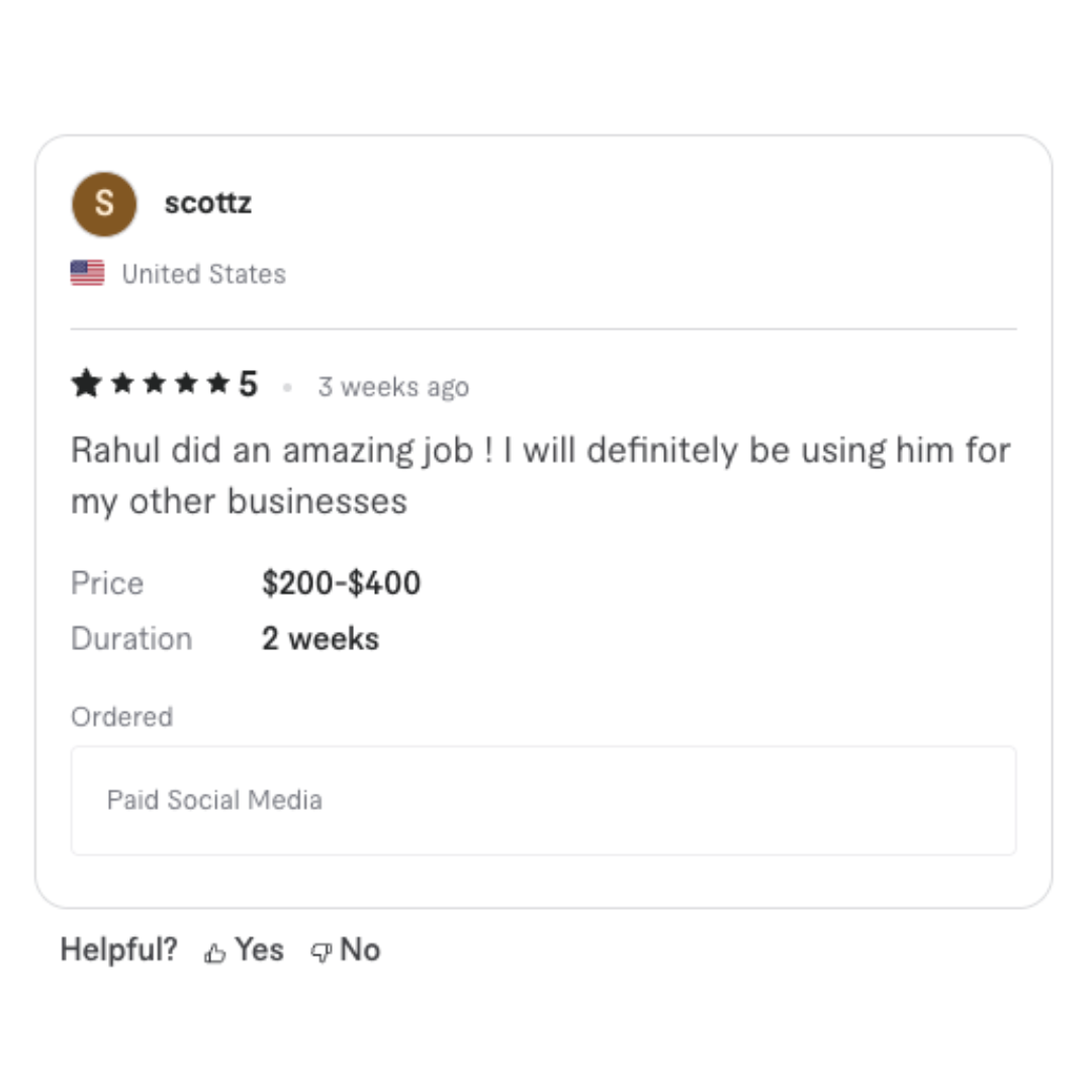 Verified Fiverr client review 4