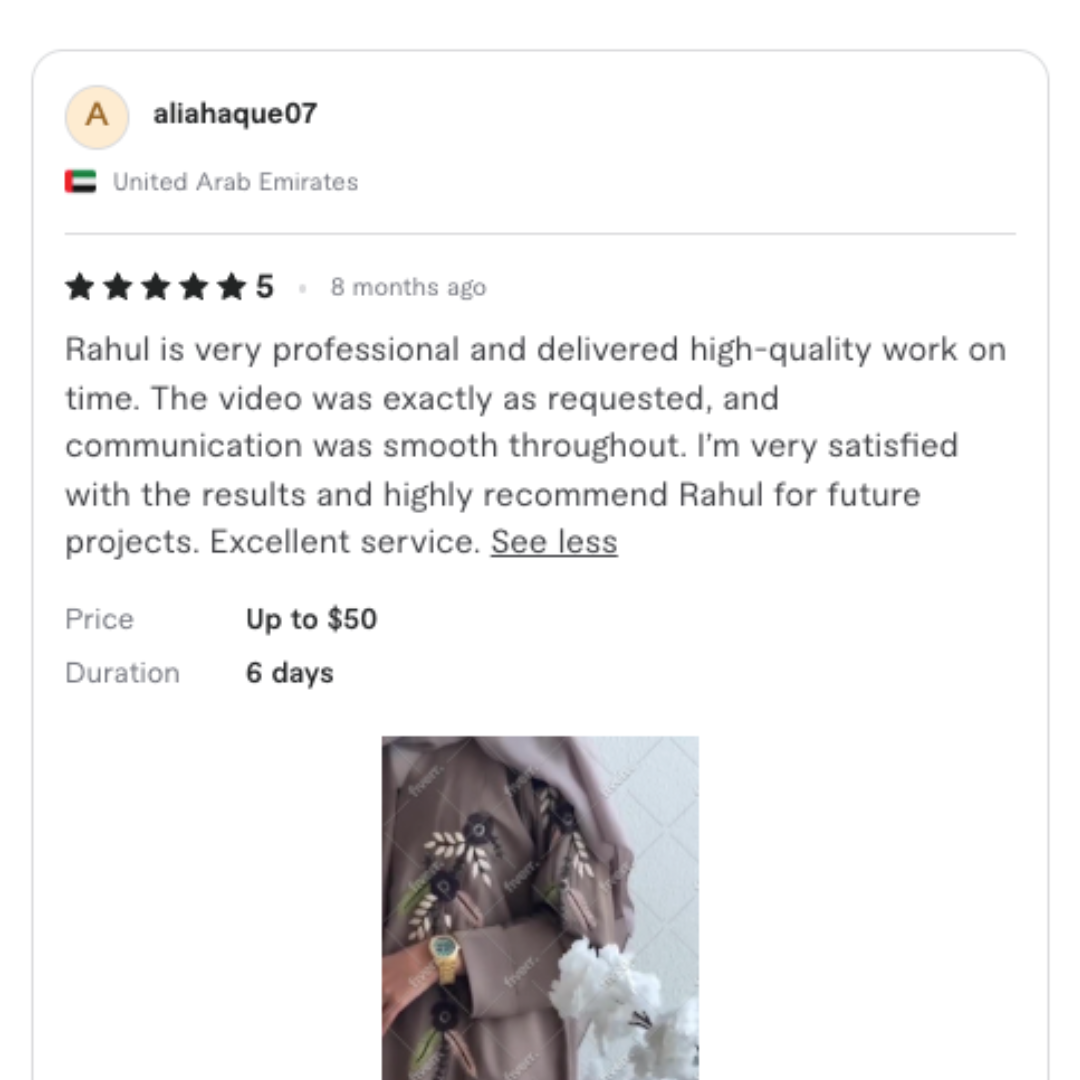 Verified Fiverr client review 9