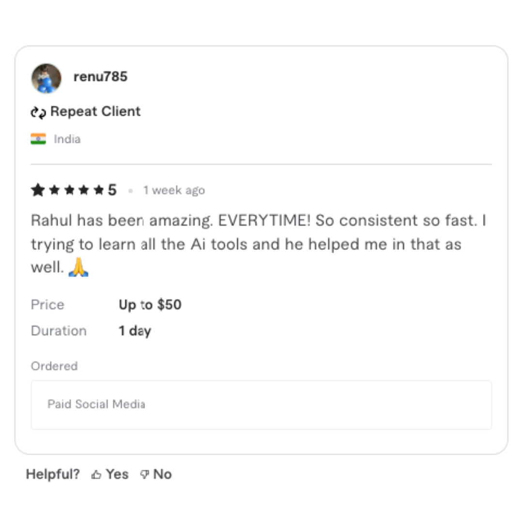 Verified Fiverr client review 5